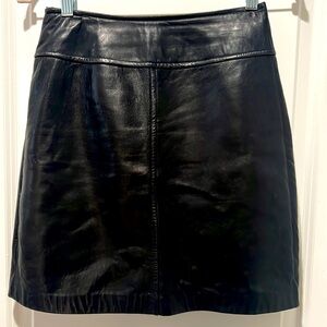 Ann Taylor Black Genuine Leather Mini Skirt